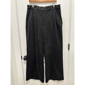 Dear John Fiona High Rise Wide Leg Black Suede Pants Size 32 NWT
